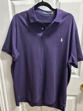 Ralph Lauren Purple Polo with White Pony Embroidery- Large